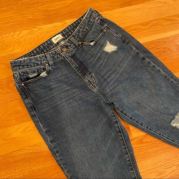 Only Blue Denim Distressed High Waist Jeans - Picture 4 of 8